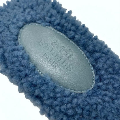 Hermes Oran Sandals Shoes Shearling Blue Flat Mule Boa