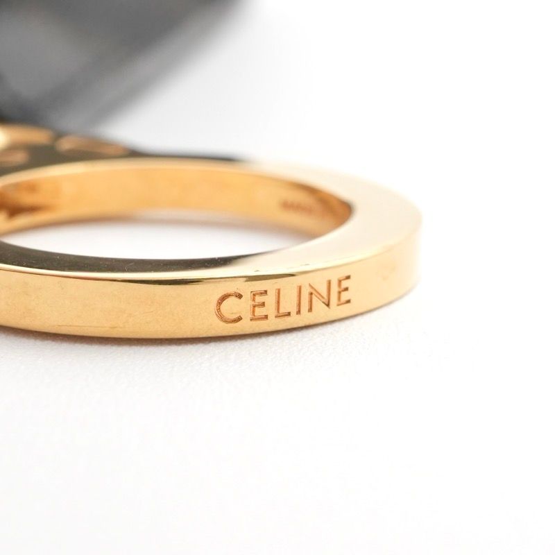 Celine Charm Brown Gold Triomphe Canvas Logo Micro Vertical Cabas