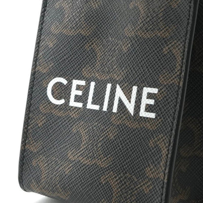 Celine Charm Brown Gold Triomphe Canvas Logo Micro Vertical Cabas