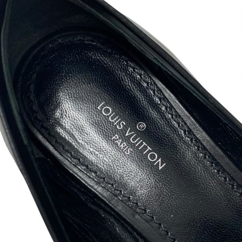 Louis Vuitton Upper Case Line Loafers Leather Shoes Black Gold Chain