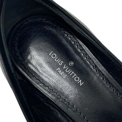 Louis Vuitton Upper Case Line Loafers Leather Shoes Black Gold Chain