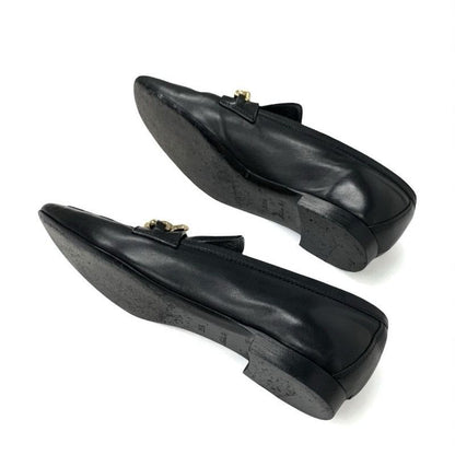 Louis Vuitton Upper Case Line Loafers Leather Shoes Black Gold Chain