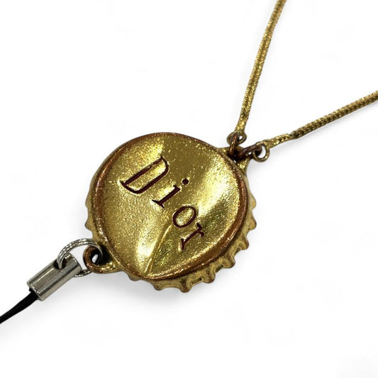 Good Vintage Christian Dior Bottle Cap Logo Bottle Cap Motif Strap Gold Color