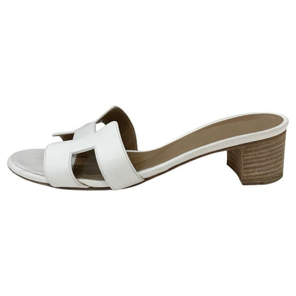 Hermes Oasis Sandals Shoes Leather White Mules