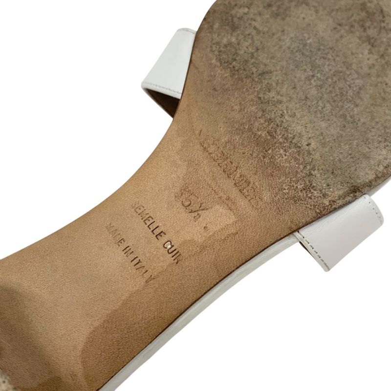 Hermes Oasis Sandals Shoes Leather White Mules