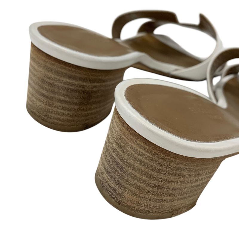 Hermes Oasis Sandals Shoes Leather White Mules