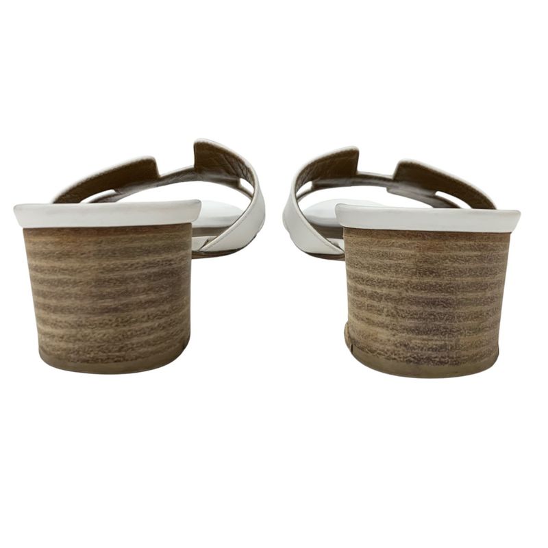 Hermes Oasis Sandals Shoes Leather White Mules