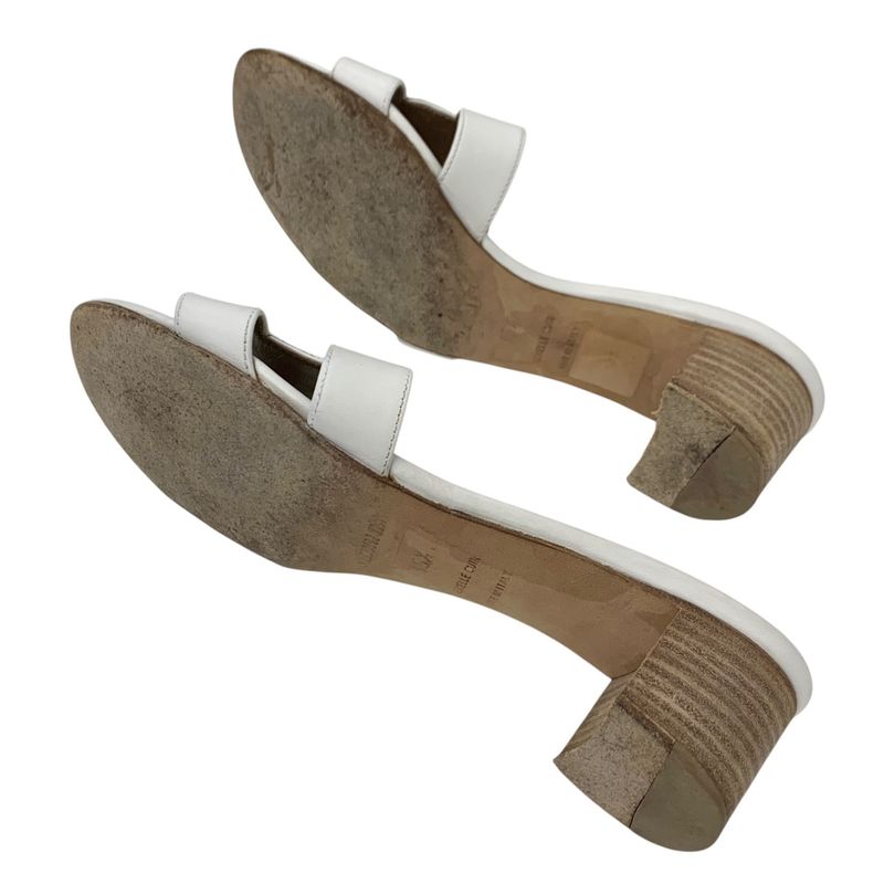 Hermes Oasis Sandals Shoes Leather White Mules