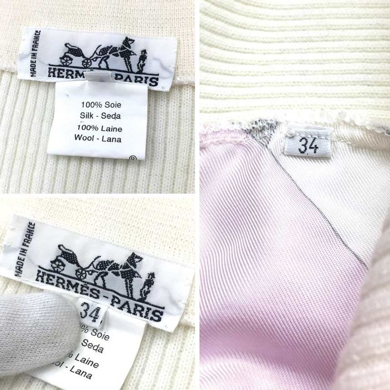 Sale Hermes Knit Size 34 Long Sleeves White Belt Whip Aq4131