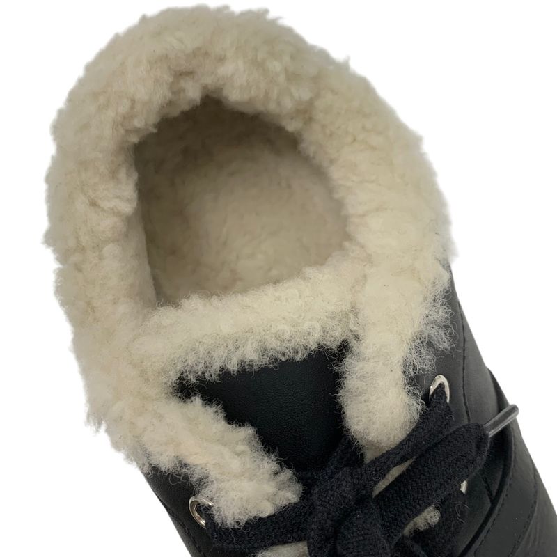 Hermes Day Sneakers Shoes Leather Shearling Black Silver Kelly Hardware Boa