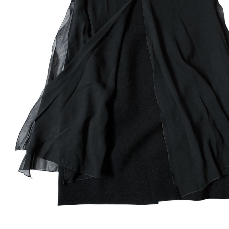 Good Celine Vintage Short Sleeve Silk Chiffon Docking Mini Dress 38 Black Women