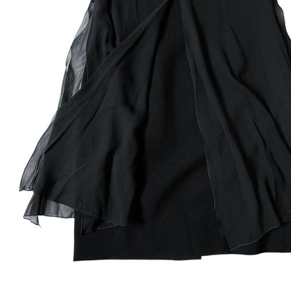 Good Celine Vintage Short Sleeve Silk Chiffon Docking Mini Dress 38 Black Women