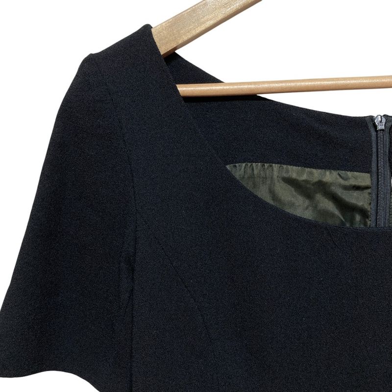 Good Celine Vintage Short Sleeve Silk Chiffon Docking Mini Dress 38 Black Women