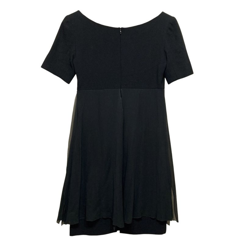Good Celine Vintage Short Sleeve Silk Chiffon Docking Mini Dress 38 Black Women
