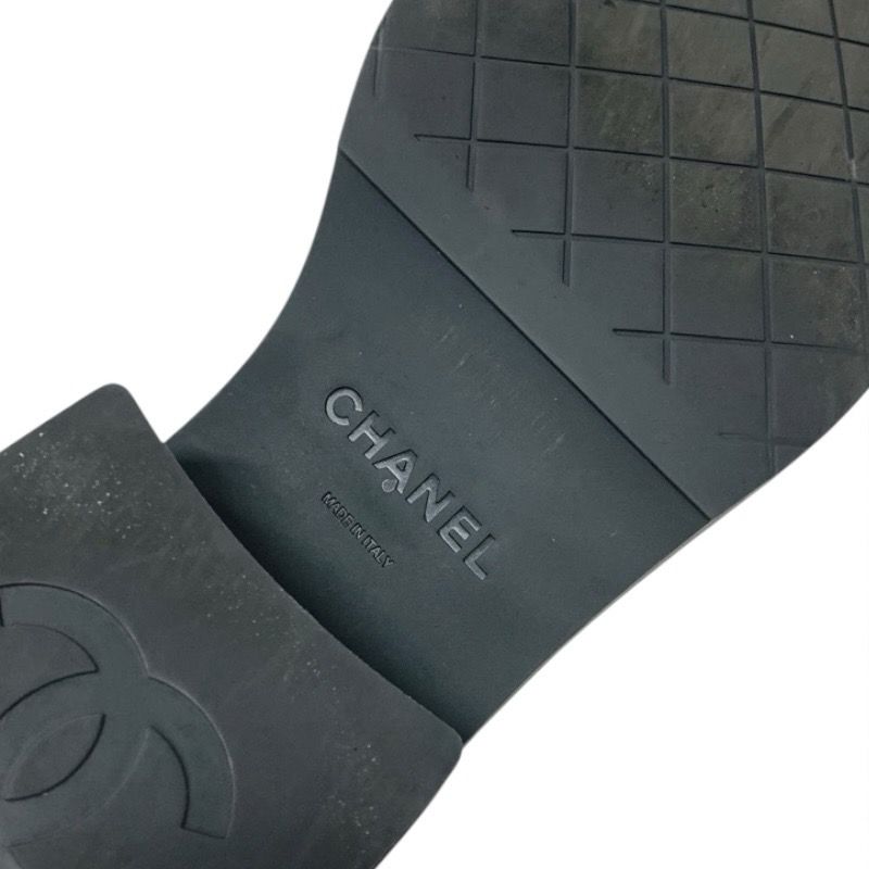 Chanel Loafer Leather Shoes Leather Gray Here Mark Thick Sole