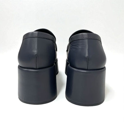 Chanel Loafer Leather Shoes Leather Gray Here Mark Thick Sole