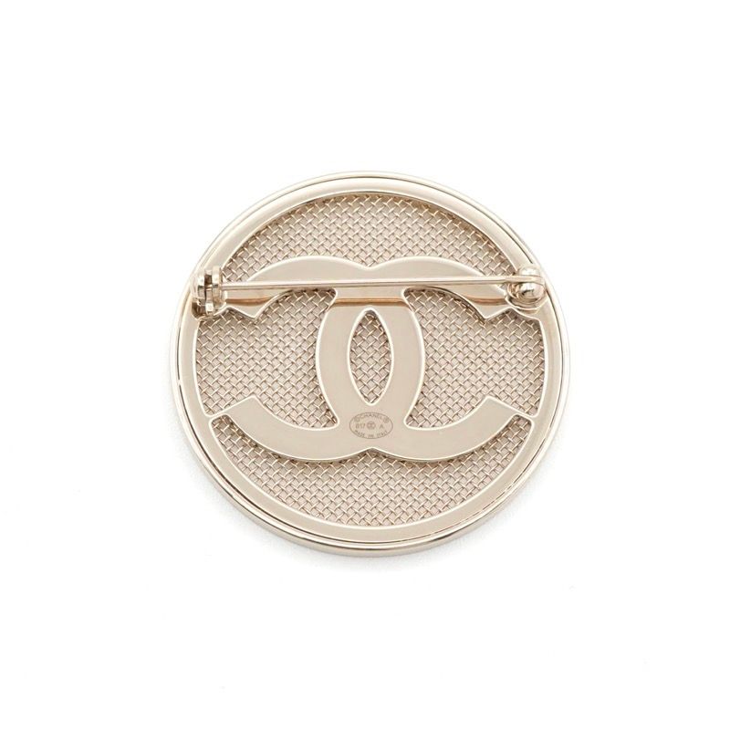 Chanel Brooch Corsage Gold Here Mark Circle