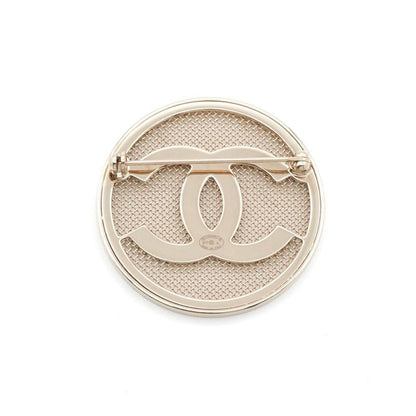 Chanel Brooch Corsage Gold Here Mark Circle