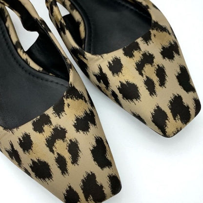 Christian Dior Mizza Flat Shoes Fabric Beige Black Leopard Logo Strap
