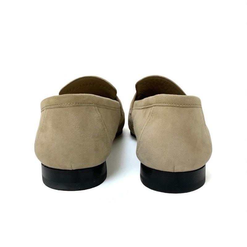 Hermes Paris Loafers Leather Shoes Suede Beige Hhardware Moccasins