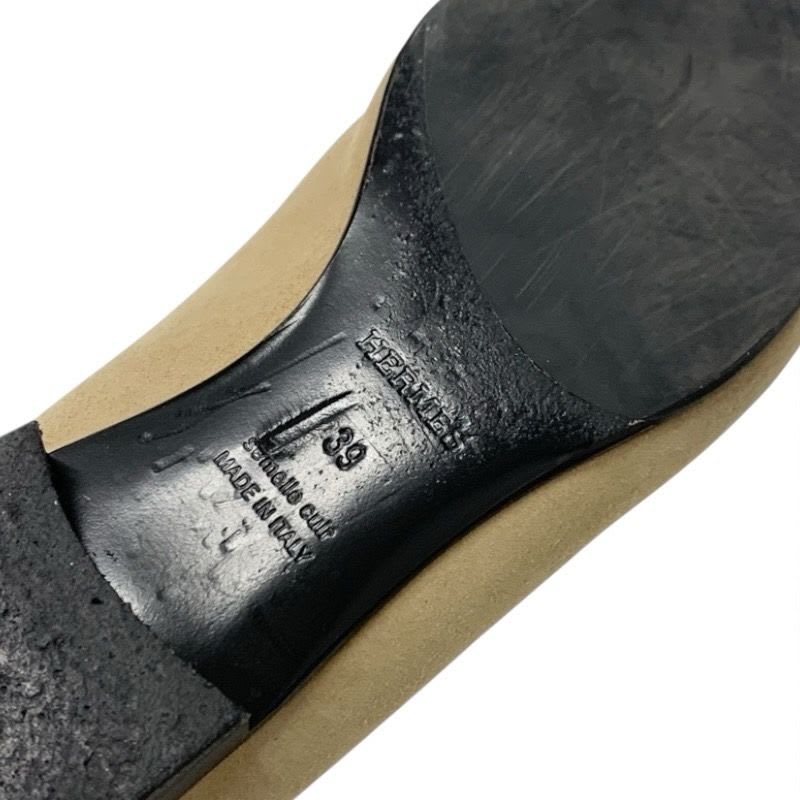 Hermes Paris Loafers Leather Shoes Suede Beige Hhardware Moccasins