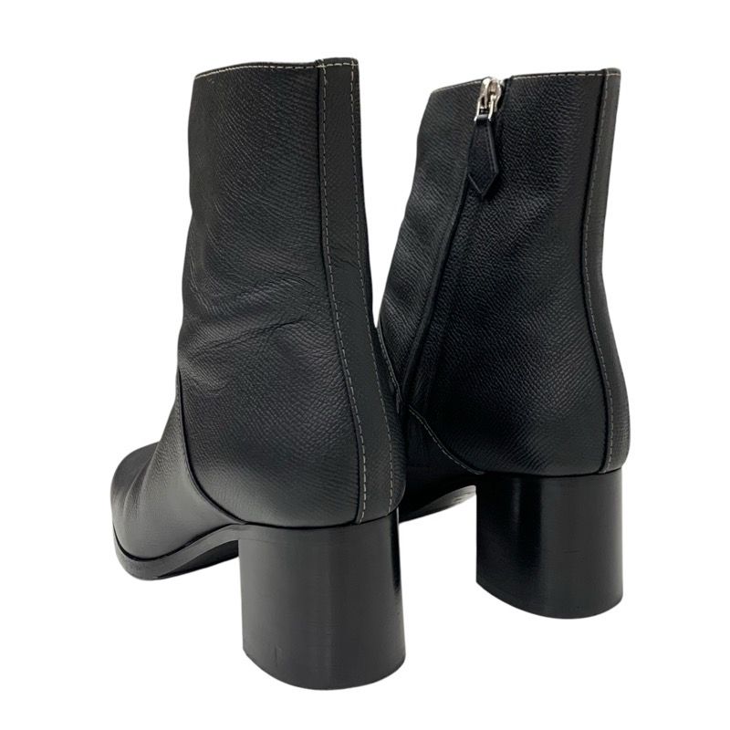 Hermes Flats Boots Short Boots Shoes Leather Black Stitching