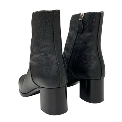 Hermes Flats Boots Short Boots Shoes Leather Black Stitching