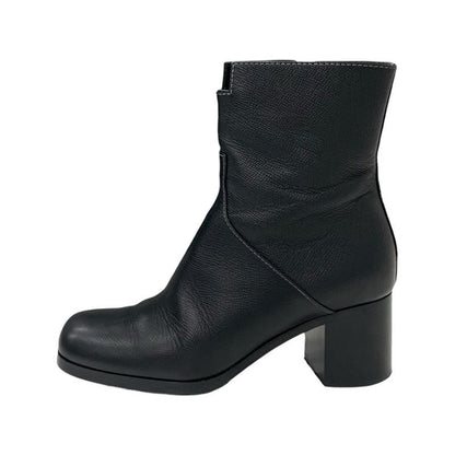 Hermes Flats Boots Short Boots Shoes Leather Black Stitching