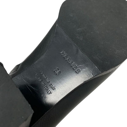 Hermes Flats Boots Short Boots Shoes Leather Black Stitching