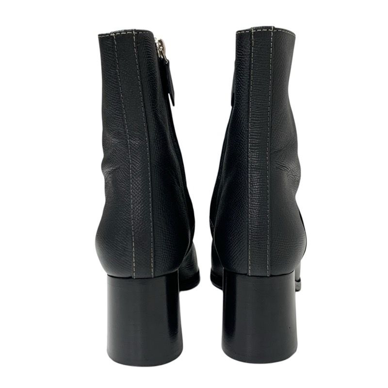 Hermes Flats Boots Short Boots Shoes Leather Black Stitching