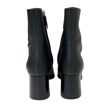 Hermes Flats Boots Short Boots Shoes Leather Black Stitching