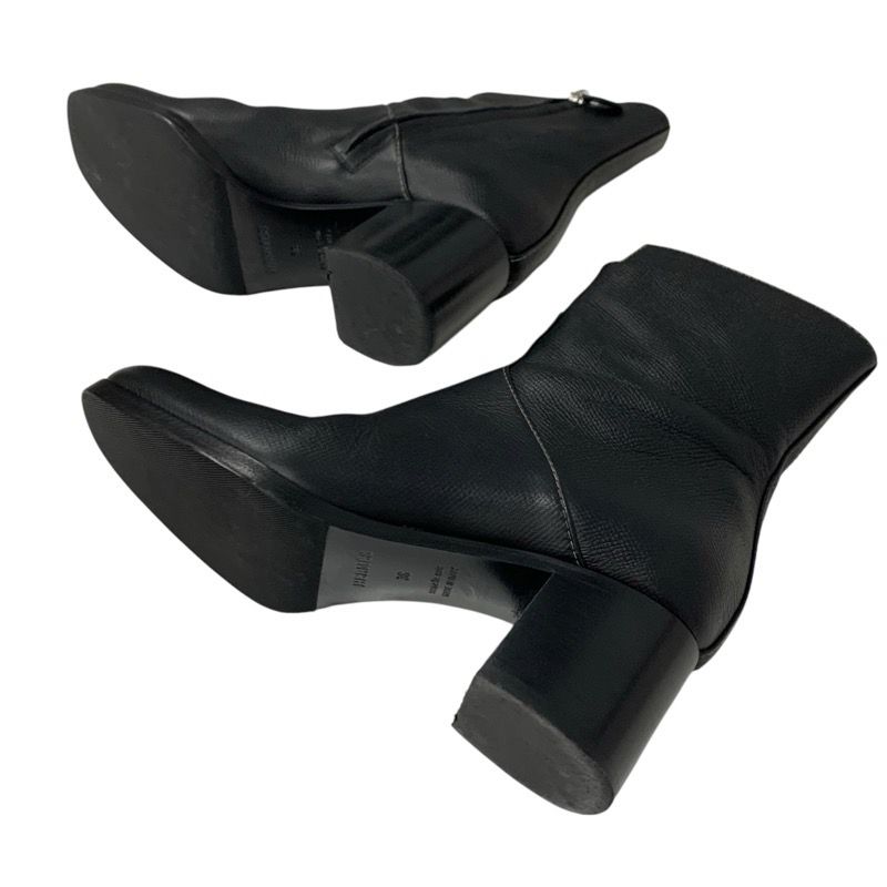 Hermes Flats Boots Short Boots Shoes Leather Black Stitching