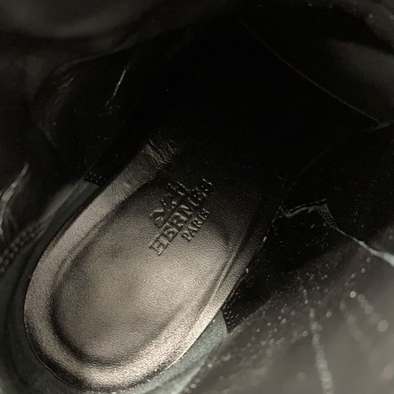 Hermes Flats Boots Short Boots Shoes Leather Black Stitching