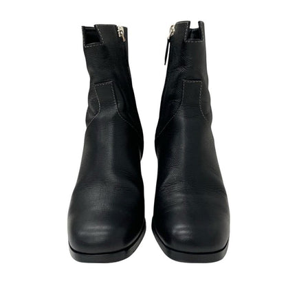 Hermes Flats Boots Short Boots Shoes Leather Black Stitching