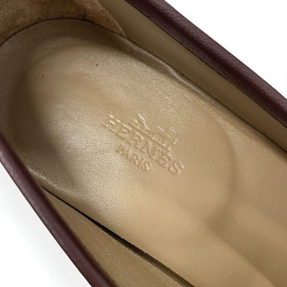 Hermes Paris Loafers Leather Shoes Burgundy Hhardware Moccasins