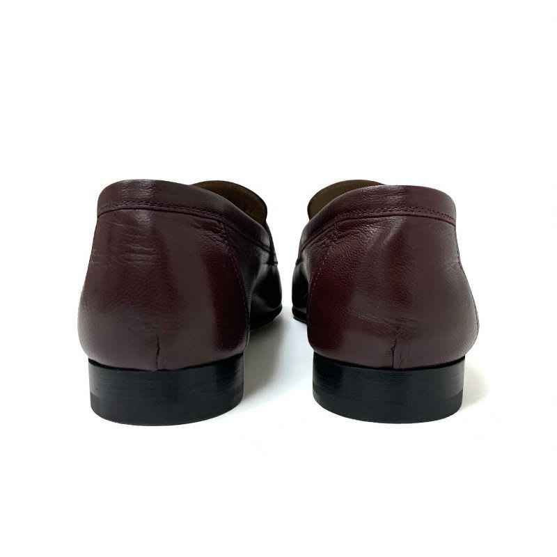 Hermes Paris Loafers Leather Shoes Burgundy Hhardware Moccasins