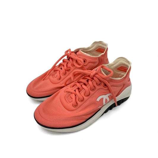 Chanel Sneakers Shoes Fabric Pink White Here Mark