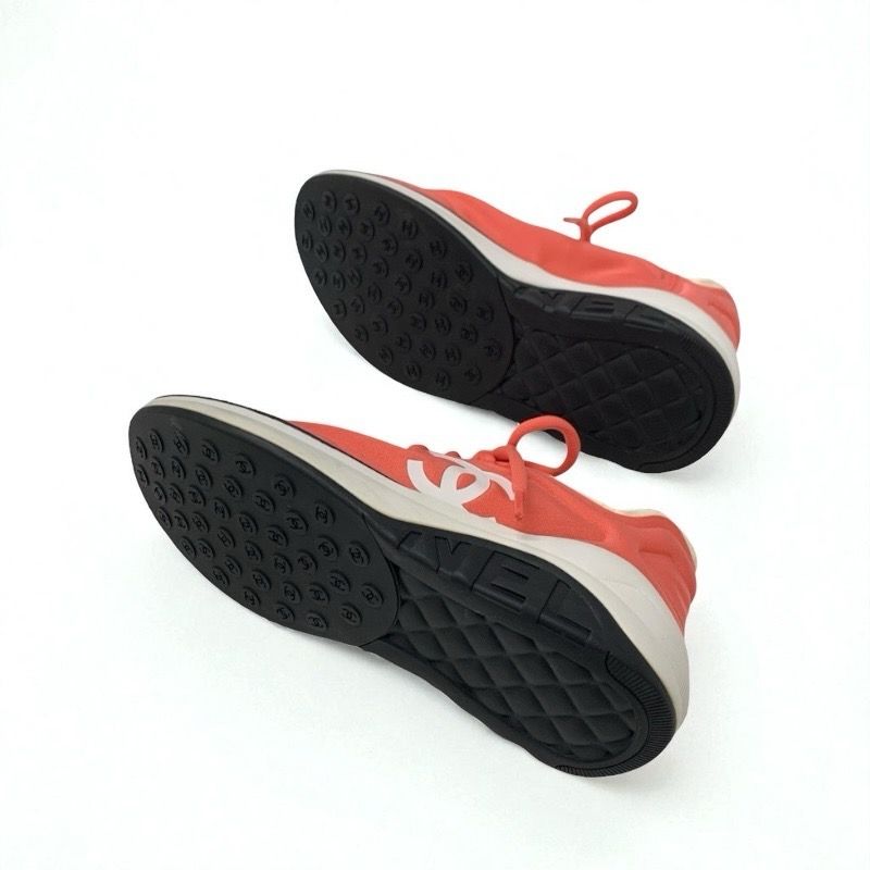 Chanel Sneakers Shoes Fabric Pink White Here Mark