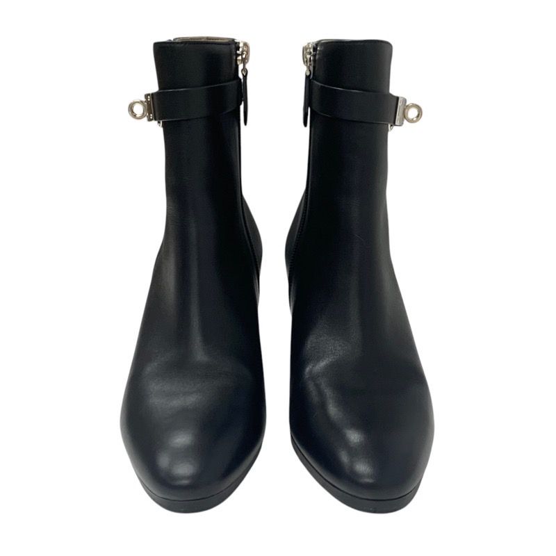 Hermes Saint Germain Boots Short Boots Shoes Leather Black Silver Kelly Hardware