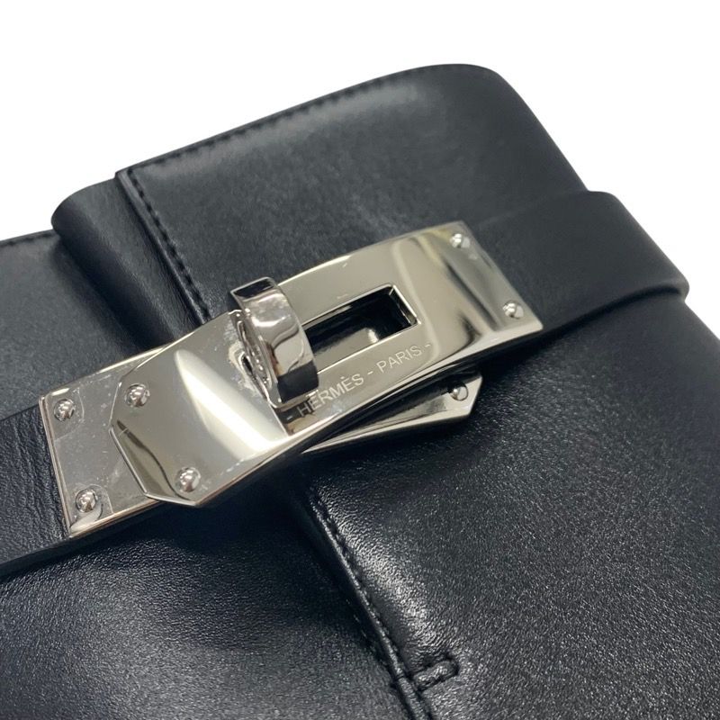 Hermes Saint Germain Boots Short Boots Shoes Leather Black Silver Kelly Hardware