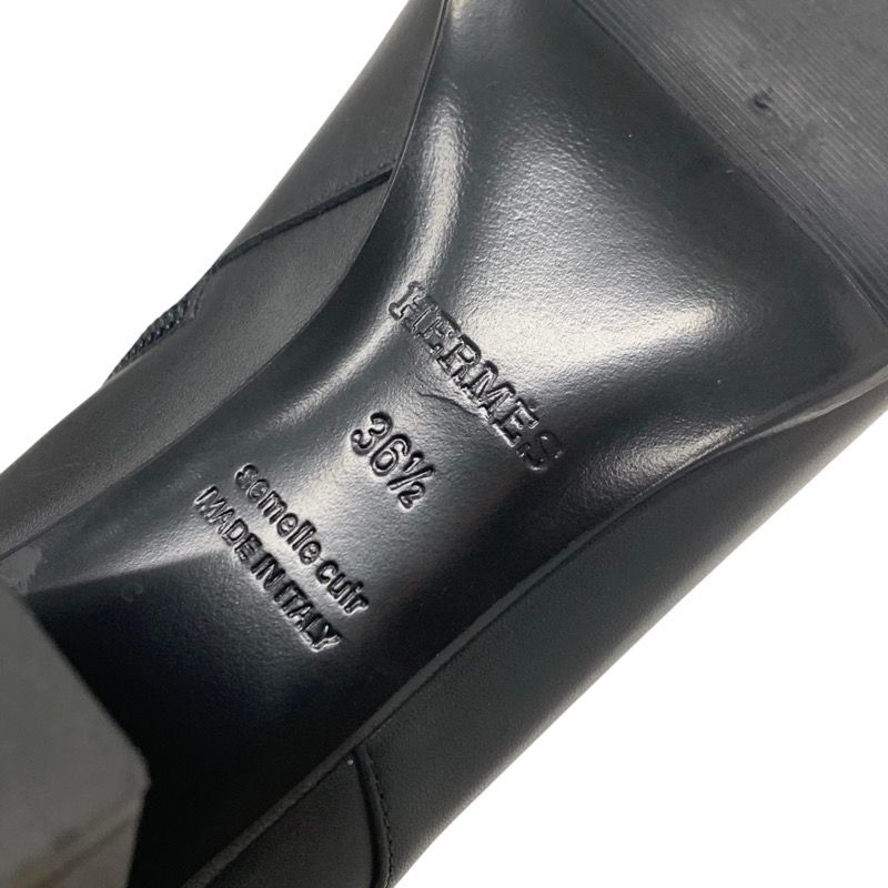 Hermes Saint Germain Boots Short Boots Shoes Leather Black Silver Kelly Hardware