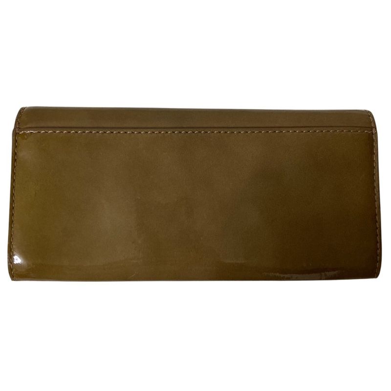 Good Celine Patent Leather Logo Plate Long Wallet Long Wallet Khaki Brown