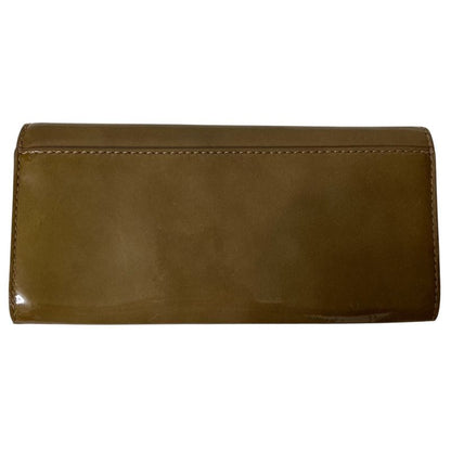 Good Celine Patent Leather Logo Plate Long Wallet Long Wallet Khaki Brown