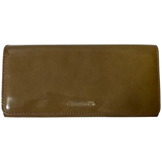 Good Celine Patent Leather Logo Plate Long Wallet Long Wallet Khaki Brown