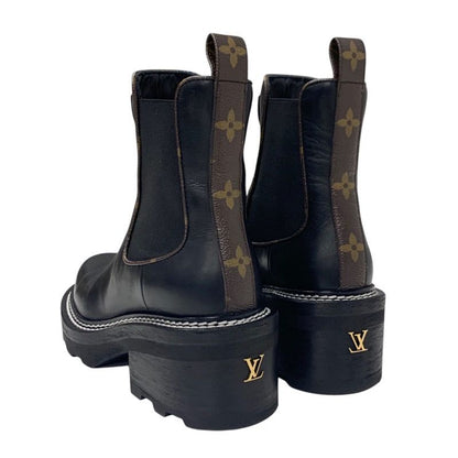 Louis Vuitton Bobur Line Monogram Boots Short Boots Shoes Leather Black Ankle