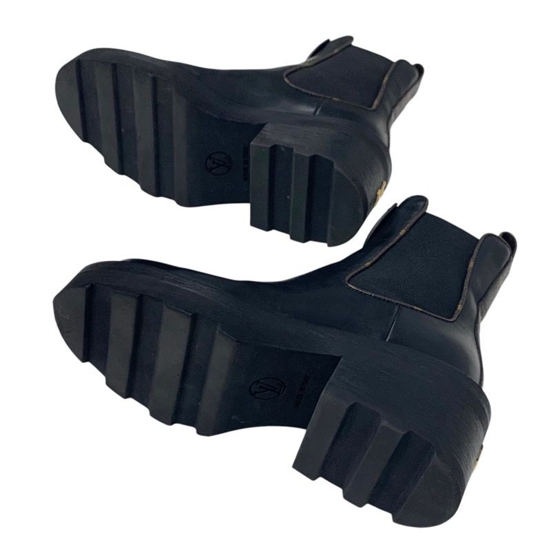 Louis Vuitton Bobur Line Monogram Boots Short Boots Shoes Leather Black Ankle