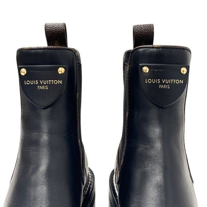 Louis Vuitton Bobur Line Monogram Boots Short Boots Shoes Leather Black Ankle