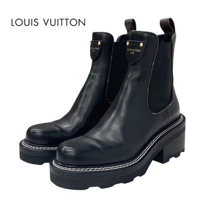 Louis Vuitton Bobur Line Monogram Boots Short Boots Shoes Leather Black Ankle