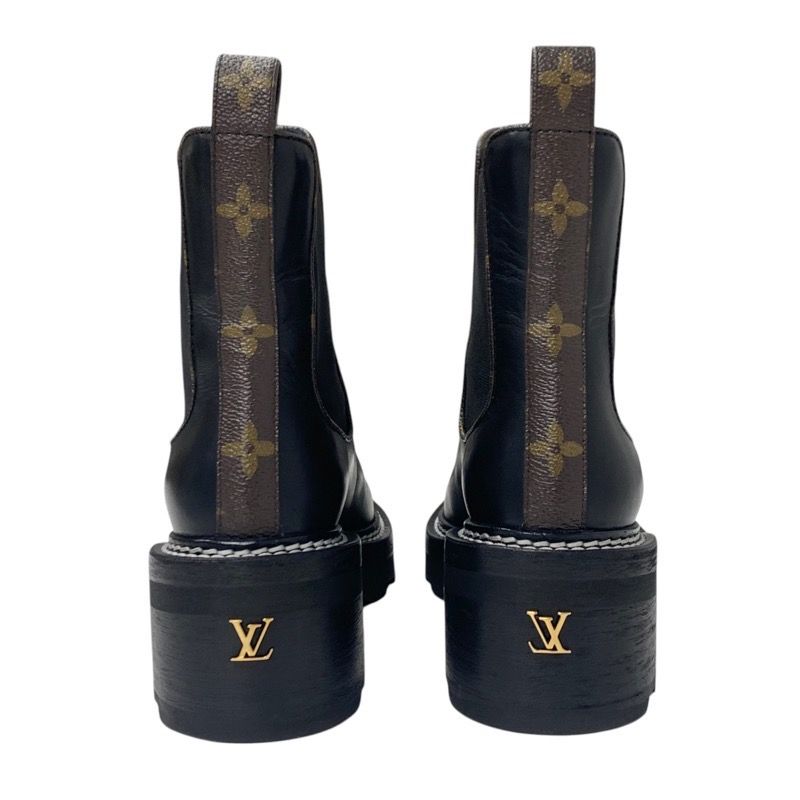 Louis Vuitton Bobur Line Monogram Boots Short Boots Shoes Leather Black Ankle