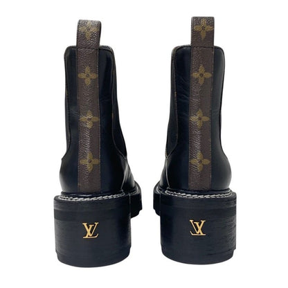 Louis Vuitton Bobur Line Monogram Boots Short Boots Shoes Leather Black Ankle
